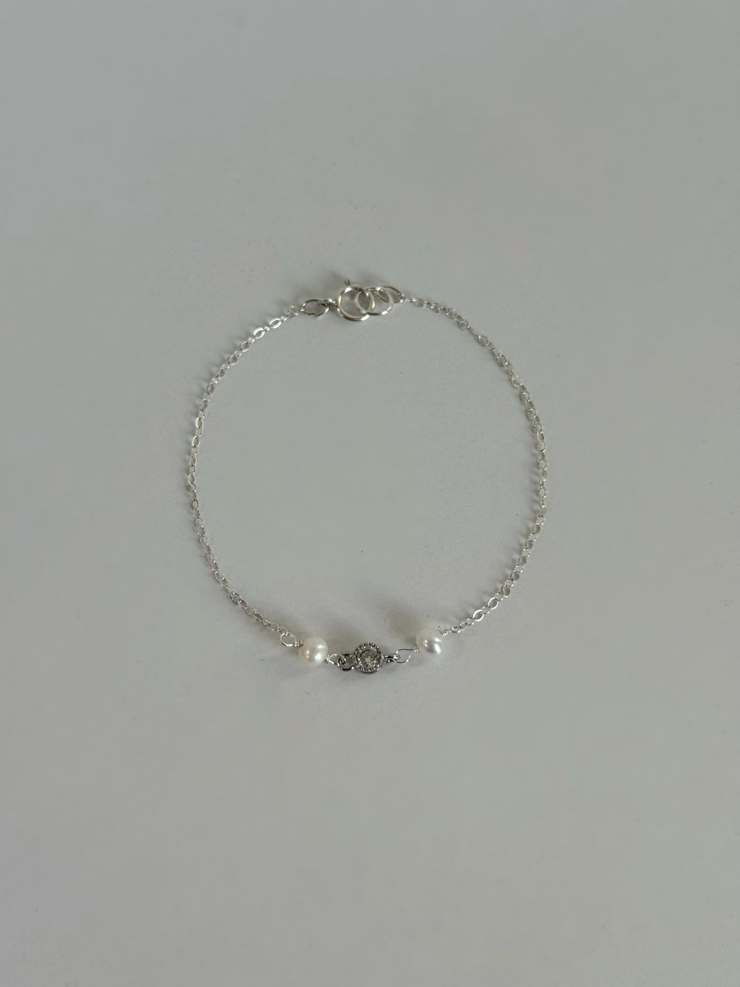 Lina Cubic Zirconia & Pearl Silver Bracelet