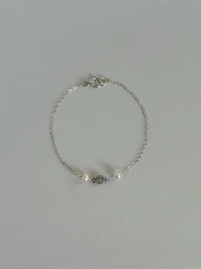Lina Cubic Zirconia & Pearl Silver Bracelet