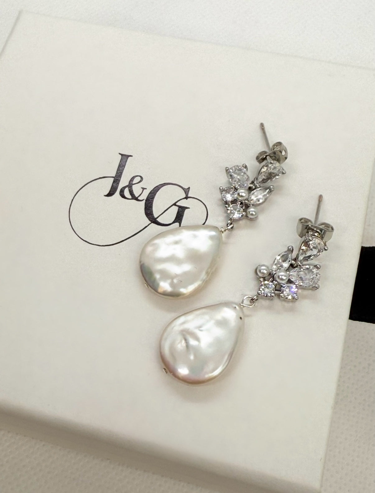 Cerys Cubic Zirconia Tear Drop Pearl Earrings